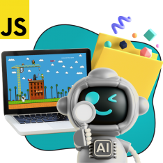 Язык программирования JavaScript + AI. Проектное обучение + геймификация + AI-помощники - КИБЕРшкола программирования для детей, компьютерные курсы для школьников, начинающих и подростков - KIBERone г. Нальчик